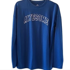 THEREABOUTS BOYS BLUE "AWESOME"  LONG SLEEVE SLEEP SHIRT SIZE SMALL 8